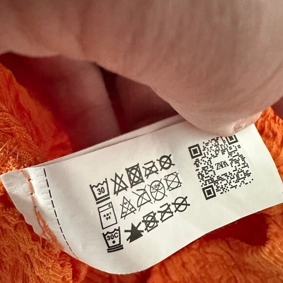 Zara Orange Fitted Texture Midi Dress (S) - Picture 15 of 16